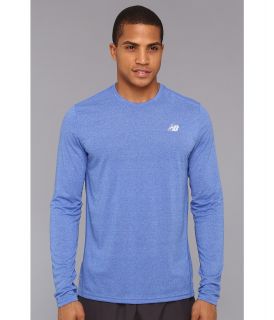 New Balance Heathered L/S Shirt Mens Long Sleeve Pullover (Blue)