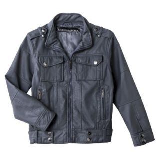 Urban Republic Boys 4 Pocket Faux Leather Aviator Jacket   Charcoal 8