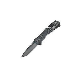 SOG Knives TF7 SOG Trident Tanto Straight Edge Folding Knife Black TiNi