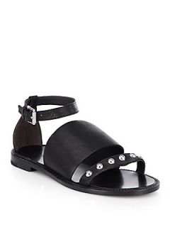 Belstaff Camden Studded Leather Sandals   Black