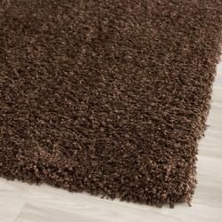 Cozy Solid Brown Shag Rug (6 7 Square)