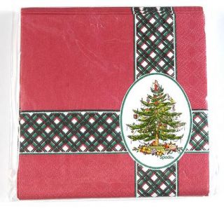 Spode Christmas Tree Green Trim Package of Paper Beverage Napkins, Fine China Di