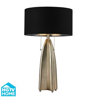 Hgtv Home Gold Leaf And Black Modern Table Lamp