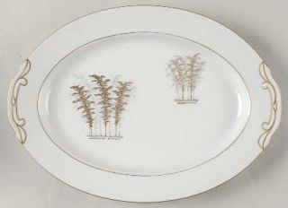 Fukagawa Gold Bamboo 12 Oval Serving Platter, Fine China Dinnerware   Gold Bamb