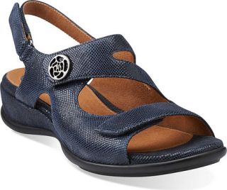 Womens Clarks Tiffani Aldora   Navy Snake Leather Sandals