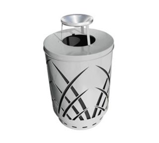 Witt Industries 24 in Round Receptacle w/ 40 gal Capacity & Saw Grass Design, 42.8 in H, Silver
