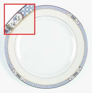 Noritake Bernice Salad Plate, Fine China Dinnerware   Blue&White Checks,Blue Flo