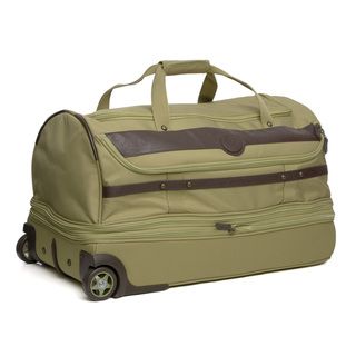 National Geographic Kontiki Collection 26 inch Drop Bottom Upright Duffel Bag (KhakiWeight 9 poundsPockets One (1) exterior, one (1) interiorCarrying strap YesHandle Two (2) top handles, telescoping wandWheeled YesWheel type In lineClosure Zippered