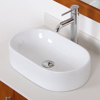 Elite C842f371023c High Temperature Grade A Ceramic Bathroom Sink (White Interior/Exterior Both Dimensions 20 inches long x 12.25 inches wide x 5 inches highFaucet settings Tall Vessel Style Faucet Type Bathroom Sink Material High Temperature Grade A