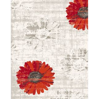 Eternity Daisy Ivory Red Rug (53 X 77)