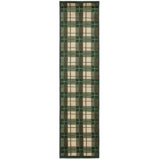 Hand knotted Lexington Plaid Beige Wool Rug (23 X 10)