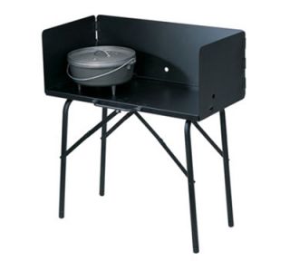 Lodge Camp Cooking Table w/ 3 Sided 12 in Attachable Windscreen, Black