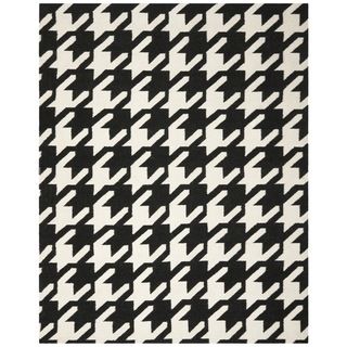 Safavieh Hand woven Moroccan Dhurrie Hounds Tooth Dhurrie Black Wool Rug (6 X 9)
