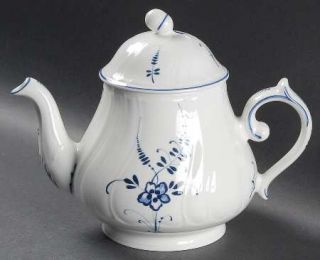 Villeroy & Boch Vieux Luxembourg Teapot & Lid, Fine China Dinnerware   Blue Flor