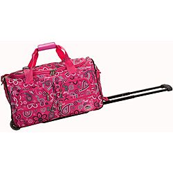 Rockland Deluxe 22 inch Pink Bandana Carry On Rolling Upright Duffel Bag