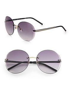 Gucci Rimless Oversized Round Sunglasses   Black