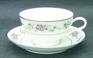 Noritake Closter Footed Cup & Saucer Set, Fine China Dinnerware   Pink, Blue, Wh