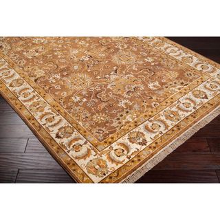 Hand knotted Finial Brown Wool Rug (36 X 56)