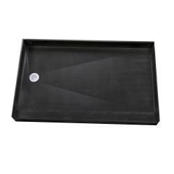Tile Ready Double Curb Shower Pan (42 X 60 Left Pvc Drain) (BlackMaterials Molded Polyurethane with ribs underneath for extra strengthNumber of pieces One (1)Dimensions 42 inches long x 60 inches wide x 7 inches deep No assembly requiredFully integrate