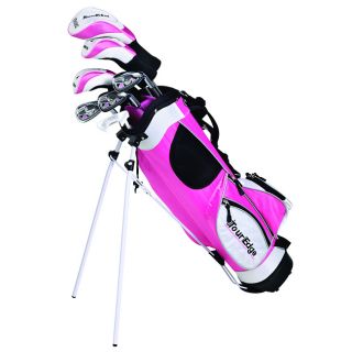 Tour Edge Golf Ht Max j Jr 5x2 Golf Set With Bag (PinkLeft or right handed Right handedMaterials Graphite, titanium, nylonDimensions 42 x 8 x 9 Model Girls HT MAX J 5X2Weight 9 poundsAge range 9 12 years oldHeight range 44   51 )