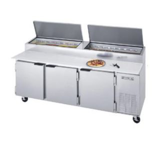 Beverage Air 93 in Pizza Top Refrigerated Counter, 3 Section, 19 in Cutting Board