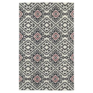 Flatweave Tribeca Black Motif Wool Rug (5 X 8)