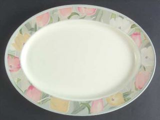 Mikasa Cezanne 15 Oval Serving Platter, Fine China Dinnerware   Intaglio Line,
