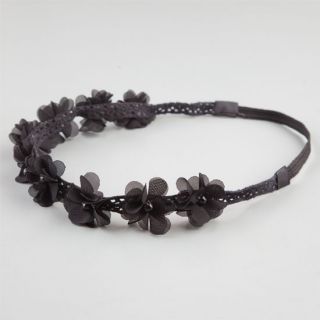 Chiffon Flower Pearl Headband Black One Size For Women 211828100