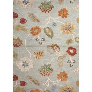 Hand tufted Transitional Floral Pattern Blue Wool Rug (36 X 56)