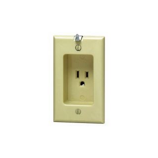 Leviton 688I Electrical Outlet, Recessed Single Wall Receptacle Ivory
