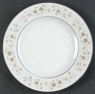Sango Andover Bread & Butter Plate, Fine China Dinnerware   White Flowers, Gray