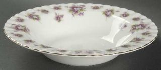 Royal Albert Sweet Violets Rim Soup Bowl, Fine China Dinnerware   Montrose,White