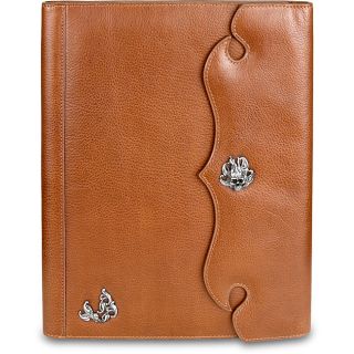 Zeyner Cognac Leather Folio Jotter (CognacMaterials Italian vachetta leather10 inch wide zipper pocket Handmade jewelry hardware3 pen slots, 4 credit card slots, 1 business card slot, cell phone and CD pocket10 inch wide zipper pocketDimensions 13 inche