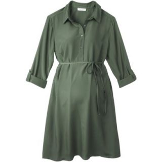 Merona Maternity Rolled Sleeve Shirt Dress   Green XXL