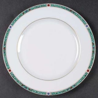 Haviland Chatelaine Green Salad Plate, Fine China Dinnerware   Green Band W/Red,