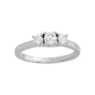 Love Lives Forever C.T. T.W. Diamond 3 Stone Ring, White/Gold, Womens