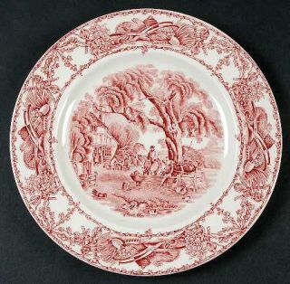 Arthur J Wilkinson Pastoral Davenport Red Salad Plate, Fine China Dinnerware   R