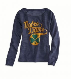 Navy Notre Dame Vintage Raglan T Shirt, Womens S