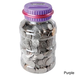 Discovery Kids Coin counting Money Jar (Dark blue, grey, purpleDimensions 8 inches high x 4.5 inches wide x 4.5 inches deepWeight 1.1 )
