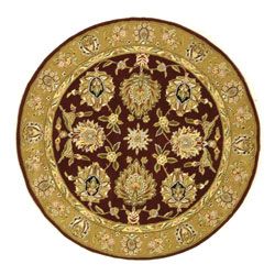 Handmade Traditions Tabriz Red/ Gold Wool And Silk Rug (6 Round)