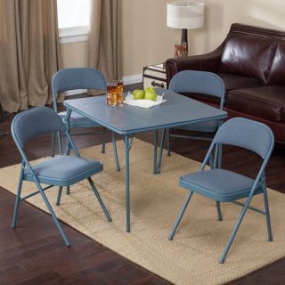 Meco Sudden Comfort Deluxe Double Padded Chair and Back  5 Piece Card Table Set