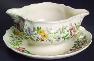 Royal Doulton Stratford (Floral) Gravy Boat with Attached Underplate, Fine China
