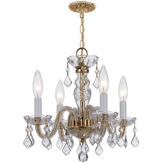 Crystal 4 light Polished Brass Chandelier