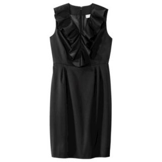 Merona Womens Twill Ruffle Neck Dress   Black   18