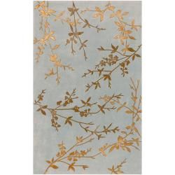 Hand tufted Brevige Gray Floral Wool Rug (36 X 56)