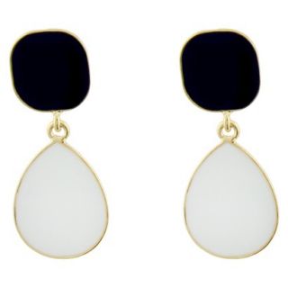 Square and Teardrop Stud Earring   Black/White