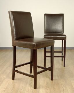 Andre 24 inch Dark Brown Leather Counter Stools (set Of 2)
