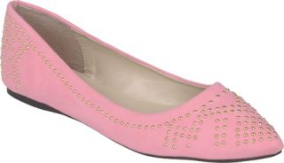Womens Journee Collection Studded Pointed Toe Ballet Flats   Pink Ornamented Sh