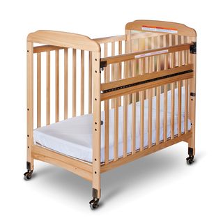 Bella Professional Child Care Safeaccess Mirror End Compact Crib In Natural (NaturalSleeping surface 24 inches x 38 inchesDimensions 40 inches high x 26.25 inches wide x 39.15 inches longAll Child Craft cribs meet all applicable mandatory and voluntary 