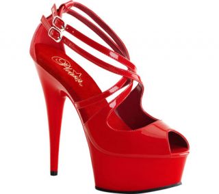 Womens Pleaser Delight 612 Patent   Red Patent/Red Strappy Shoes